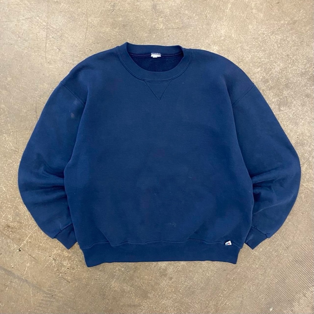 Vintage Russell Athletic 90s Blank Essential Crewneck Sweatshirt Size Large